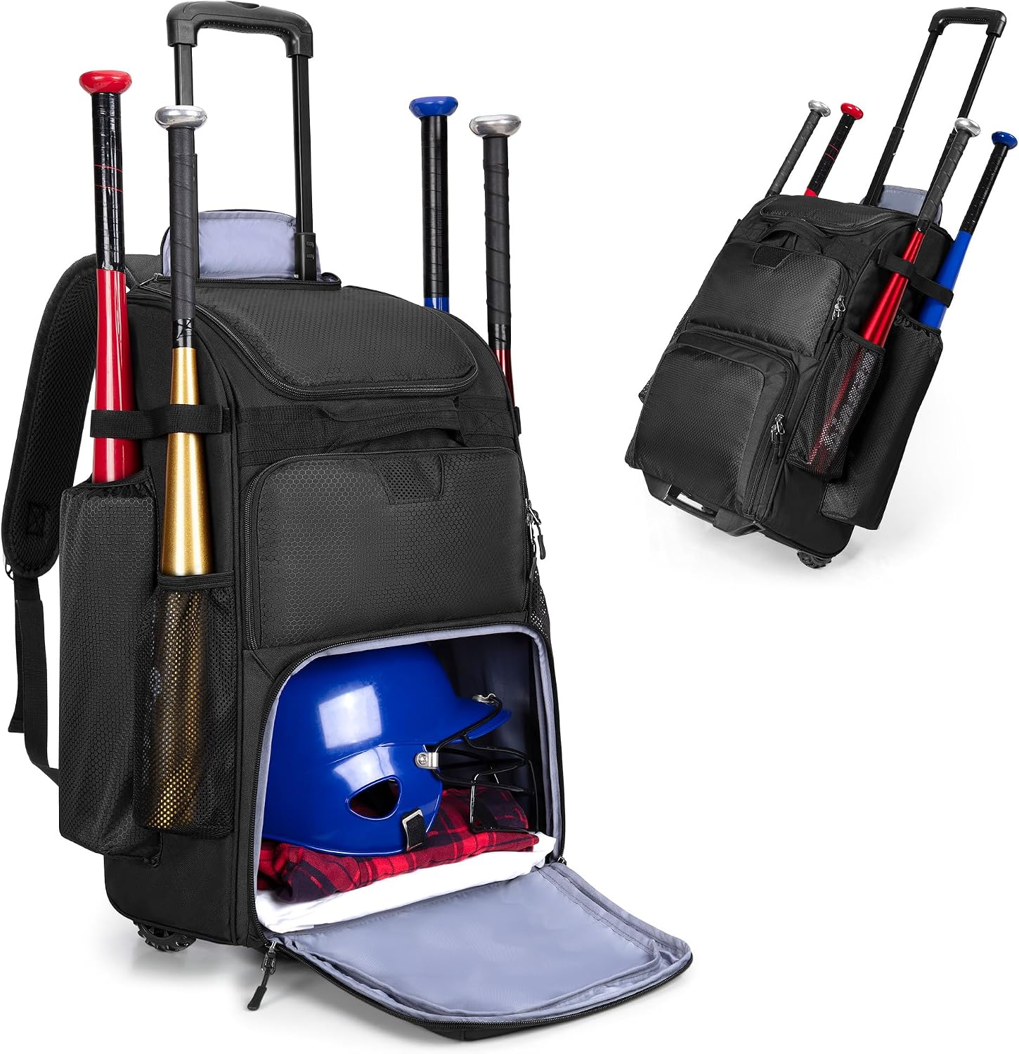 Heavy Equipment In - Mochila de béisbol con ruedas, resistente,