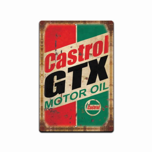 Castrol GTX, letrero de hojala - Castrol Oil Gtx reseña y precio